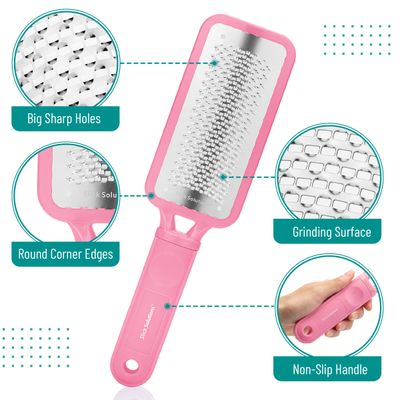 Slick Foot File Callus Remover - Pink Foot Scraper &amp; Rasp for Dead Skin, Heel Scrubber