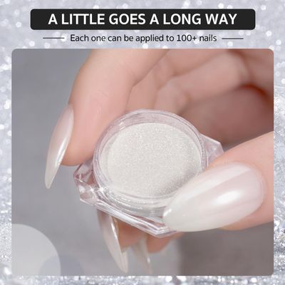 GAOY Chrome Nail Powder, Mirror Effect Pearlescent Shimmer Glitter Pigment Mermaid Aurora Nail Art Decorations, Pearl White