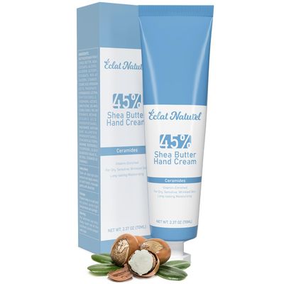 CLAT NATUREL Shea Butter Hand Cream, Made with 45 Shea Butter Moisturizer for Dry Hands, Vitamin E Niacinamide Ceramide Hand Lotion, Radiant Nourish Moisturizing Cream, 2.37 Fl Oz