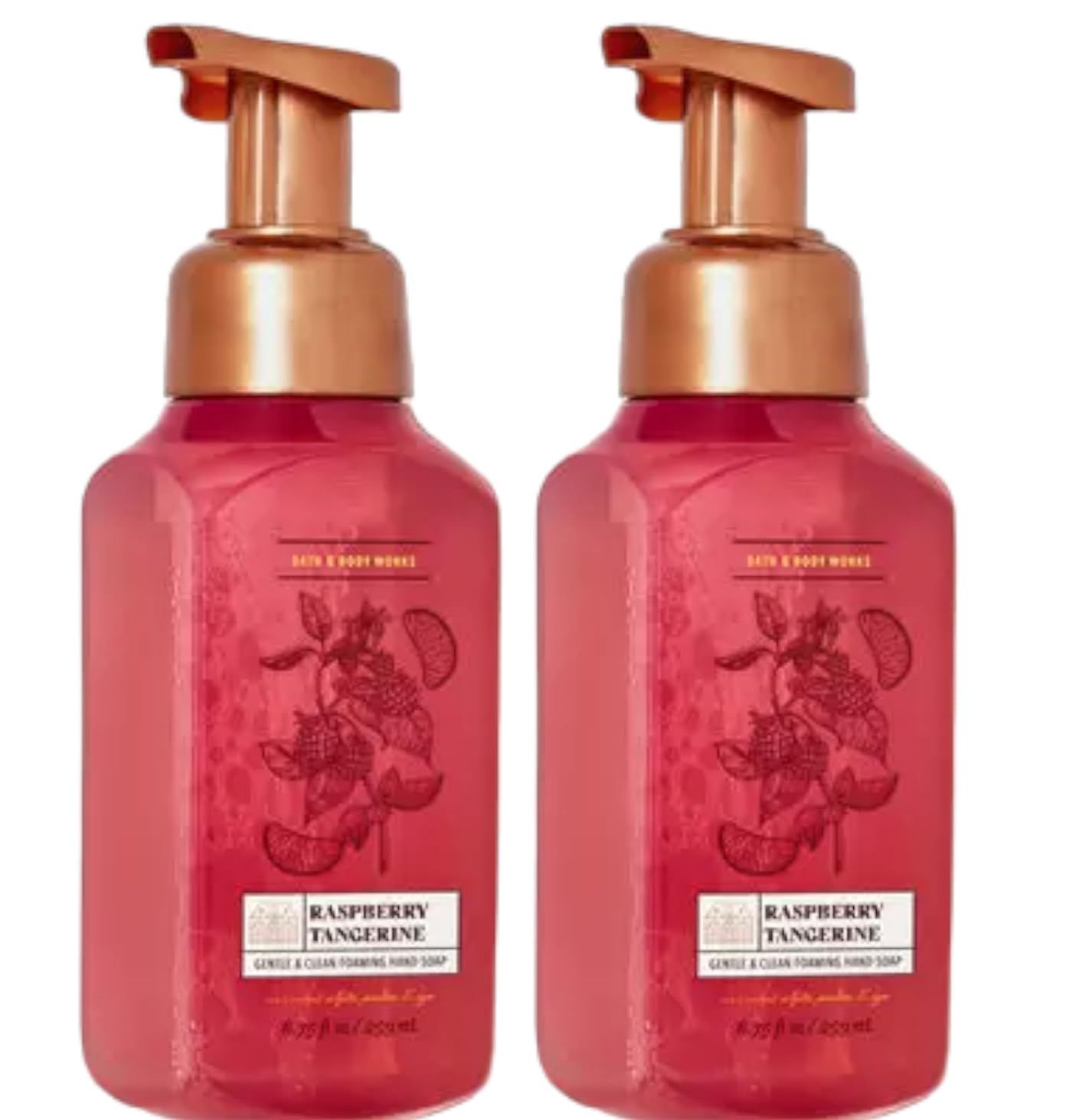 Bath &amp; Body Works Bath and Body Works Gentle Foaming Hand Soap 8.75 Ounce 2-Pack (Raspberry Tangerine)