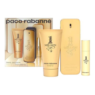 1 Million by Paco Rabanne Eau de Toilette Spray 100ml, Shower Gel 75ml &amp; Eau de Toilette Spray 10ml