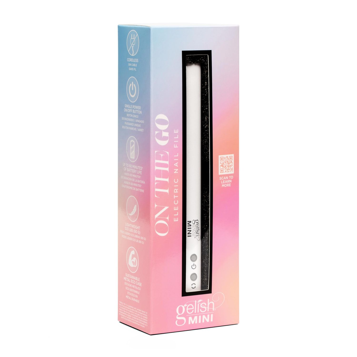 Gelish MINI On The Go Electric Nail File - Lightweight, Portable Nail Drill, Shaping, Filing, Gel Removal - 12 Interchangeable Bits &amp; 6 Sanding Bands for DIY Manicures &amp; Pedicures.