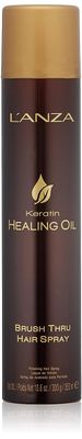 LANZA Keratin Healing Oil Brush Thru Hair Spray with Medium Hold Effect, For a Shiny Finishing and a Long-lasting Look, With Triple UV and Heat Protection, Suitable For All Hair Types (10.6 Fl Oz)
