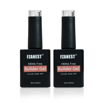 FZANEST Hema-free Builder Gel For Nails 15ML2pcs, Low Heat Builder Gel Nail Kit, Hard Gel for Nail Apex and Extension Strengthener Building Nail Gel Brush in a Bottle(BIAB)