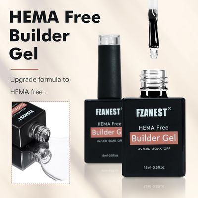 FZANEST Hema-free Builder Gel For Nails 15ML2pcs, Low Heat Builder Gel Nail Kit, Hard Gel for Nail Apex and Extension Strengthener Building Nail Gel Brush in a Bottle(BIAB)