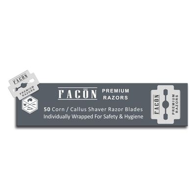 Facn Platinum Japanese Stainless Steel Double Edge Corn Cutter Plane Razor Replacement Blades for Callus Shaver - Removes Calluses, Corns &amp; Rough Skin - 50 Count