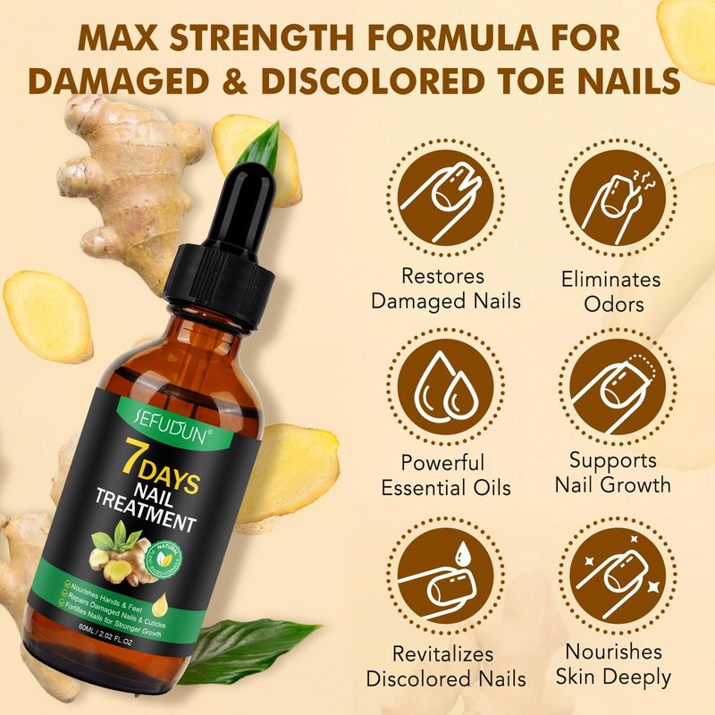 Nail Growth Serum, Ginger Nail Serum, Nails Repair Cuticles Oil, Ginger Nail Oil for Strengthen &amp; Promote Nails Growth, Natural Plant Formula