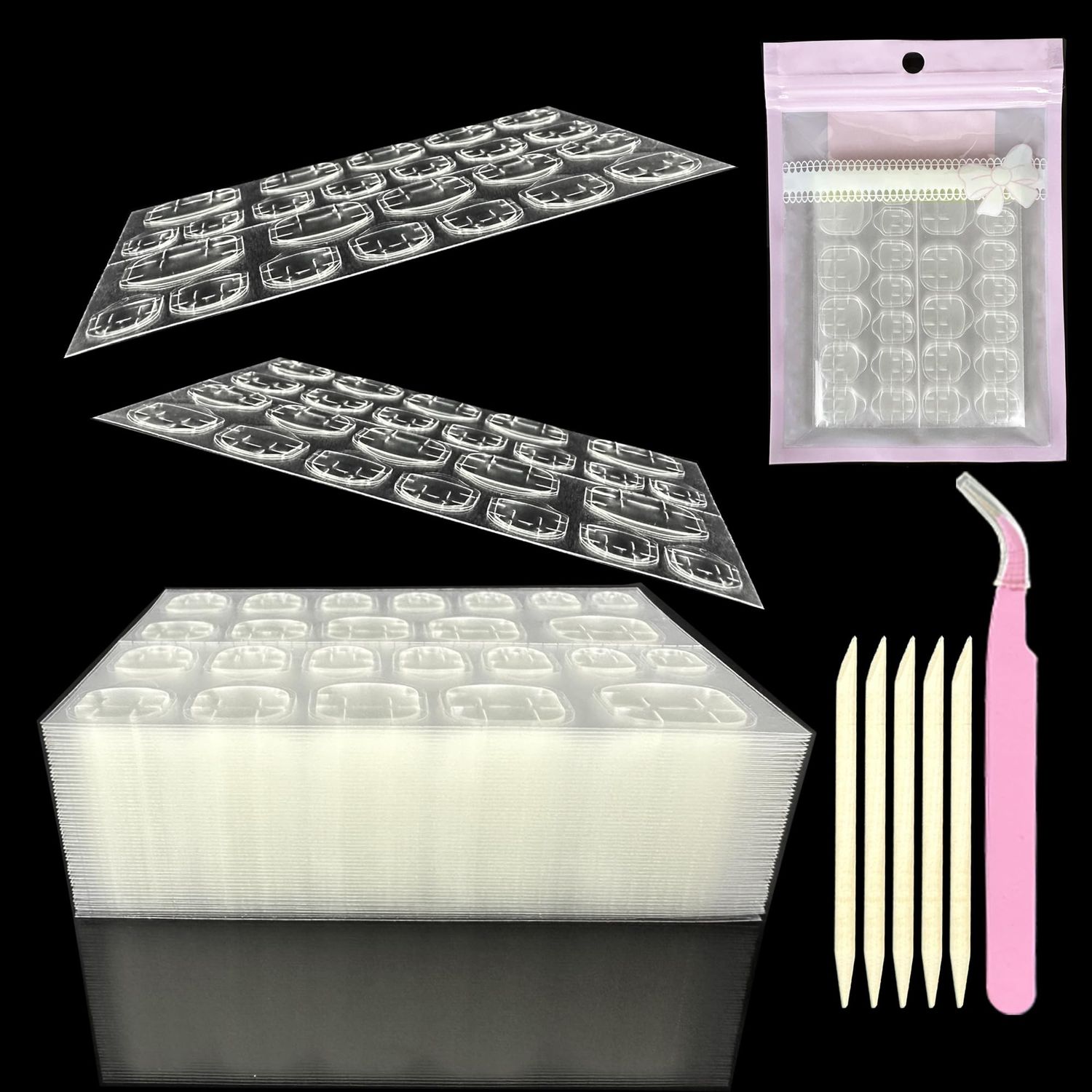 Fomkrio 1200Pcs Nail Adhesive Tabs, Extra Large Sticky Tabs for Nails, 50 Sheets Double Sided Thick &amp; Strong Glue Stickers for Press on Manicure