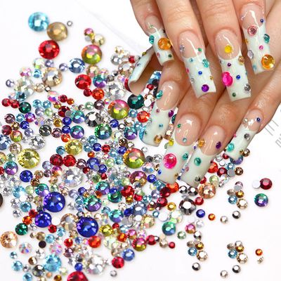 1440pcs Bling Colorful Rhinestones Nail Charms for Nails 3D Flatback Nail Gems and Rhinestones Crystal Nail Art Design Sparkling Diamonds Nail Jewels for Nail Art Decorations DIY Acrylic Nail Supplies