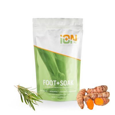 iON Sport Foot Soak | Tea Tree, Frankincense, Magnesium, Turmeric, Spearmint, Grape Seed, Aloe | For athletes, runners | Foot Odor, Ingrown Toenails, Calluses | Soothe sore, tired feet | 1 LB Pourch
