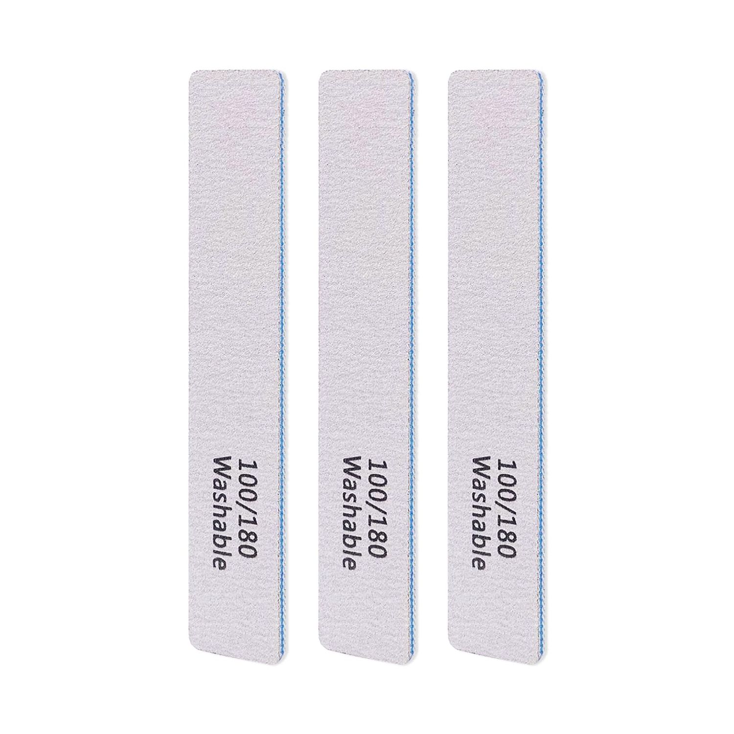 LNAUJS 3PCS Professional Reusable Double-Sided 100/180 Grit Blue Nail File