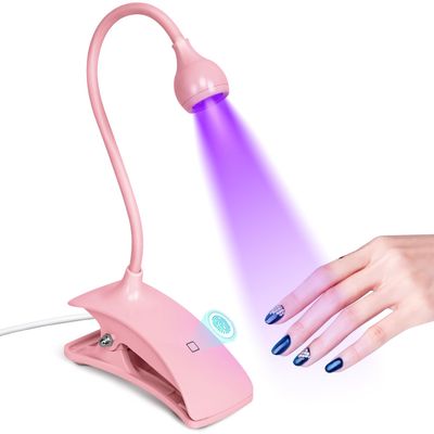 mlogiroa Gel X Lamp Portable Gooseneck Nail Dryers for Gel Polish 3W Led Light Plug-in UV Light for Nails Touch Control Professional Tips Art DIY Manicure Home Salon (Pink)