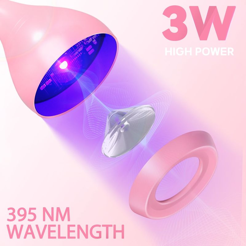 mlogiroa Gel X Lamp Portable Gooseneck Nail Dryers for Gel Polish 3W Led Light Plug-in UV Light for Nails Touch Control Professional Tips Art DIY Manicure Home Salon (Pink)