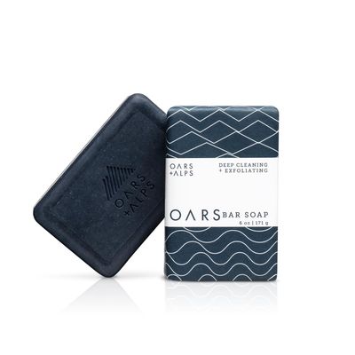 Oars Alps Blue Charcoal Exfoliating Mens Bar Soap, Dermatologist Tested and Made with Clean Ingredients, Travel Size, 1 Pack, 6 Oz