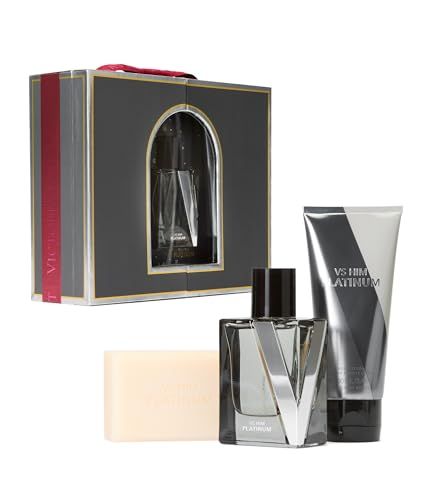 Victorias Secret Platinum 3 Piece Luxe Fragrance Gift Set: 1.7 oz. Cologne, Travel Lotion, &amp; Body Bar