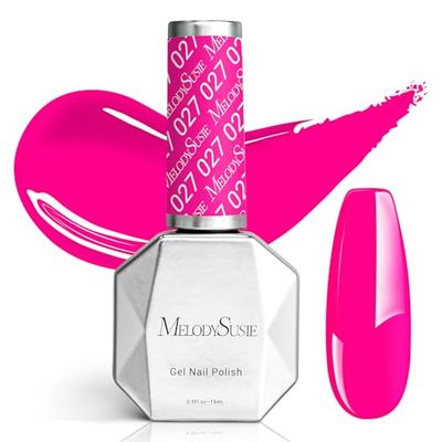 MelodySusie Neon Pink Gel Nail Polish,0.5fl oz Bright Pink Nails Soak Off UV LED Hot Pink Gel Polish Gift for Women Nail Art Manicure Salon DIY Nail Design Decoration at Home-027
