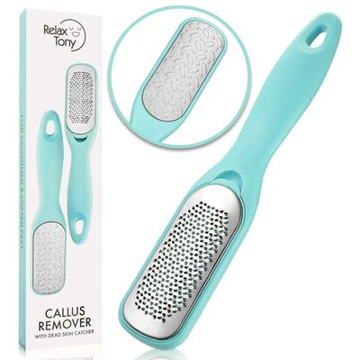 Relax Tony Callus &amp; Dead Skin Remover - Dual-Sided - for Wet &amp; Dry Exfoliation: Scrub, File &amp; Rasp for Smooth Feet - Pedicure Tool - Foot File Callus Remover Tool - Pedicure Kit