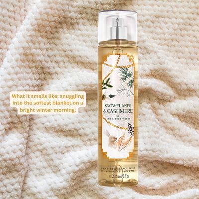 Bath and body Lotion, Perfume Mist, Shower Gel Holiday and Tropical Fragrance Collection (Snowflakes and Cashmere Mist, 8 Ounce)