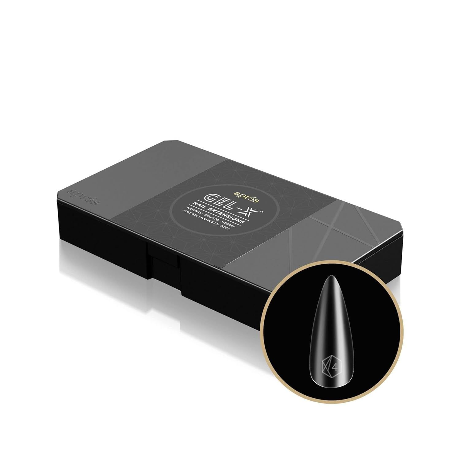 Aprs Gel-X Natural Stiletto Medium Tip Box | 500pc Gel-X Tips, 11 Sizes 00-9, Premium Quality