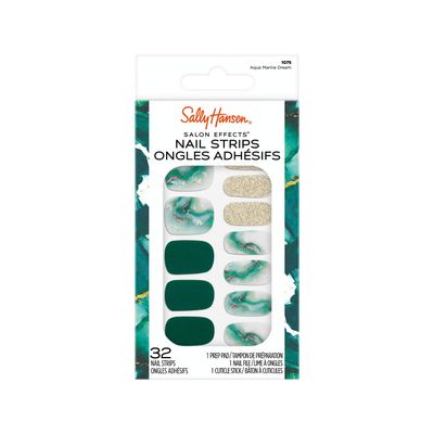 Sally Hansen Salon Effects, Aqua Marine Dream, Nail Strips, No UV Light Needed, No Dry Time, Long-Lasting, Non-Damaging, No Chipping