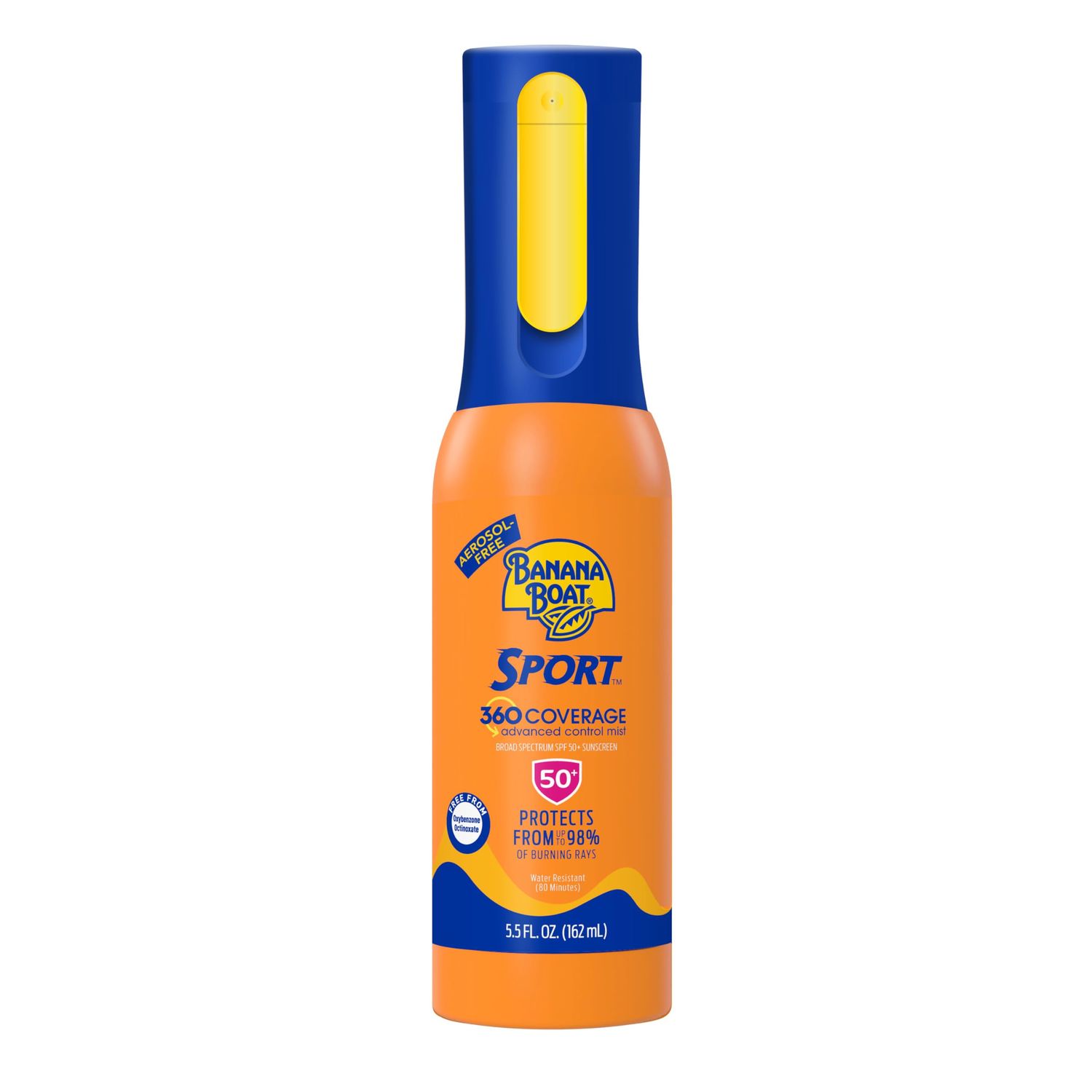 Banana Boat Sport 360 Coverage Sunscreen Spray SPF 50, Non-Aerosol, 360 Coverage, 5.5oz Refillable Mist Bottle, Spray Sunscreen SPF 50