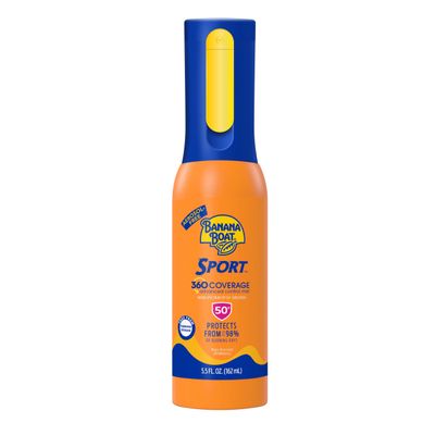 Banana Boat Sport 360 Coverage Sunscreen Spray SPF 50, Non-Aerosol, 360 Coverage, 5.5oz Refillable Mist Bottle, Spray Sunscreen SPF 50