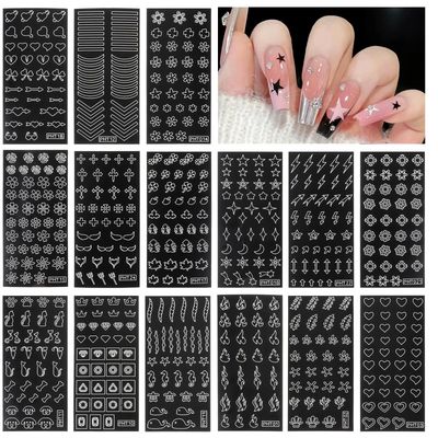 24 Sheets Airbrush Stencils for Nails, Hollow Nail Stencils Stickers Nails Art French Design Moon Stars Heart Decals Supplies for Women Manicure Decoration DIY Tools (154 Designs)