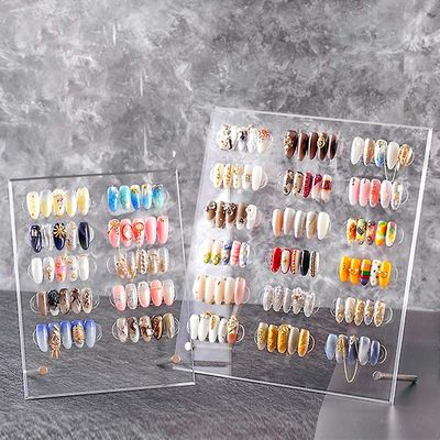 Noverlife 2PCS Transparent Nail Art Display Board, Acrylic False Nail Tips Sample Display, Display Polish Board for Nail Art Design, Professional Salon Nail Color Nail Practice Board - Large &amp; Small