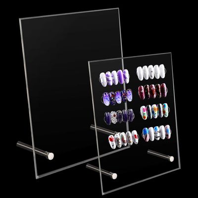 Noverlife 2PCS Transparent Nail Art Display Board, Acrylic False Nail Tips Sample Display, Display Polish Board for Nail Art Design, Professional Salon Nail Color Nail Practice Board - Large &amp; Small