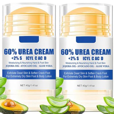 ASMAYSA 2Pcs 60 Urea Foot Cream Set, Hydrating Lotion Stick Balm, Hand and Foot Cream Urea Moisturizer, Moisturizing Cream 60 Percent for Feet Maximum Strength, 40G Each