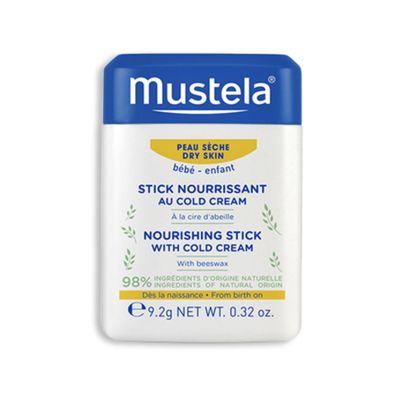 Mustela Baby Nourishing Stick - Lip &amp; Face Moisturizer for Dry Skin - with Natural Avocado, Cold Cream &amp; Beeswax - 0.32 oz. (Pack of 1)