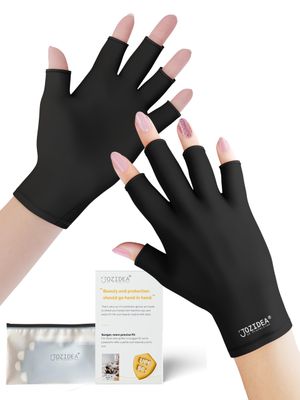 jozidea Petite Hands UV Gloves for Gel Manicures, UPF50 UV Protection Gloves, Fingerless Design for Nails Protect Hands Anti Sun and UVA UVB light(Black-Small Size)
