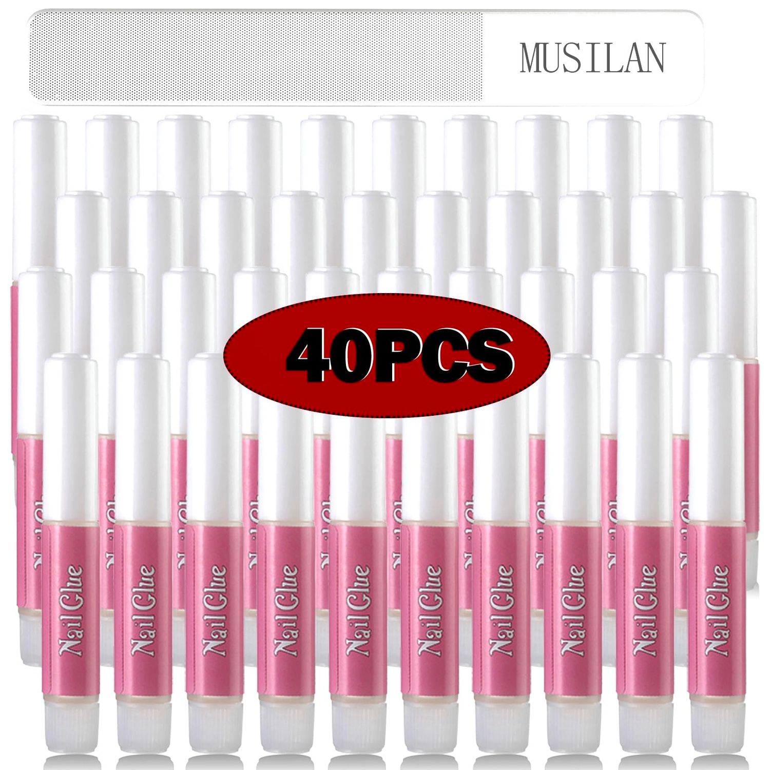 MUSILAN Nail Glue,Super Strong &amp; Long-Lasting &amp; Ultra Quick 40PCS Nail Glue for Acrylic Nails Press on Nails Professional Nail Gel for Stick On Nail Tips &amp; Acrylic Nails &amp; Nail Art Supplies 0.07OZ/PCS