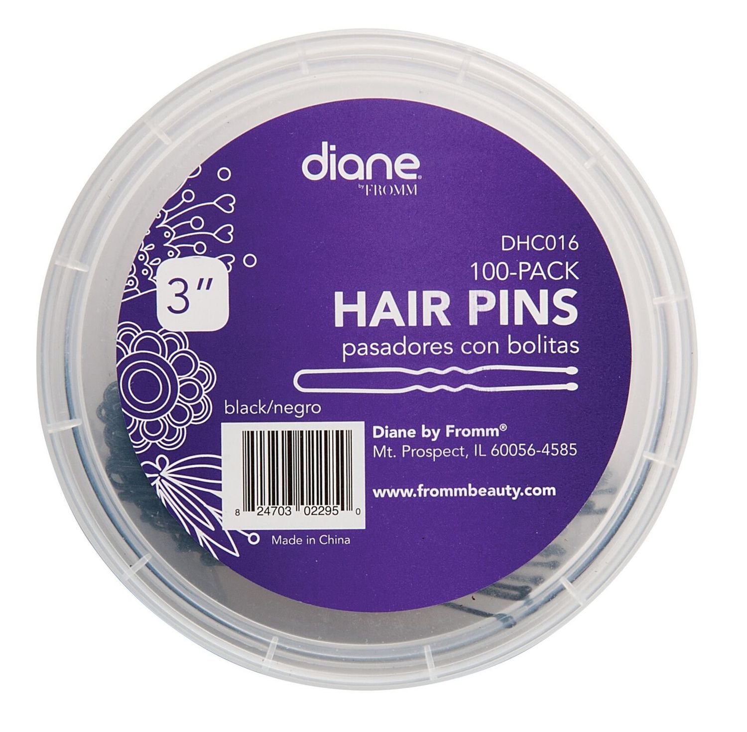 Diane 3 inch Hair Pins, 100 pack, black, DHC016