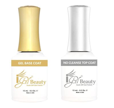 Generic iGel Beauty Base Coat &amp; Top Coat No Wipe 0.5 oz, Clear