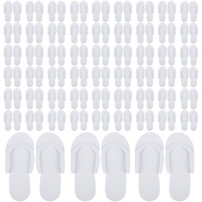 Mepase 90 Pairs Disposable Pedicure Slippers Bulk Foam Flip Flops Spa Pedi Slippers Shower Sandals for Guests Women Men Foot Nail Salon Party Supplies Wedding Favors(White)