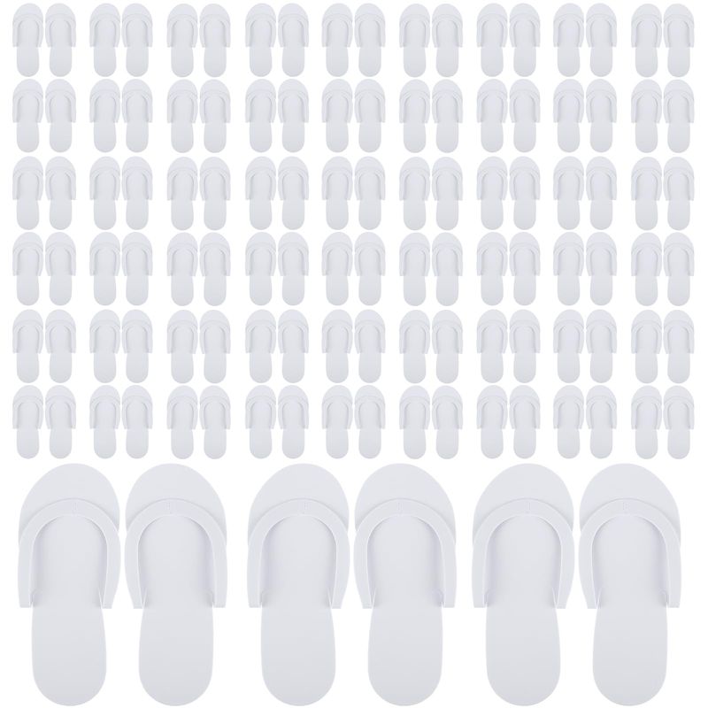 Mepase 90 Pairs Disposable Pedicure Slippers Bulk Foam Flip Flops Spa Pedi Slippers Shower Sandals for Guests Women Men Foot Nail Salon Party Supplies Wedding Favors(White)