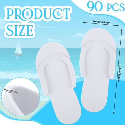 Mepase 90 Pairs Disposable Pedicure Slippers Bulk Foam Flip Flops Spa Pedi Slippers Shower Sandals for Guests Women Men Foot Nail Salon Party Supplies Wedding Favors(White)