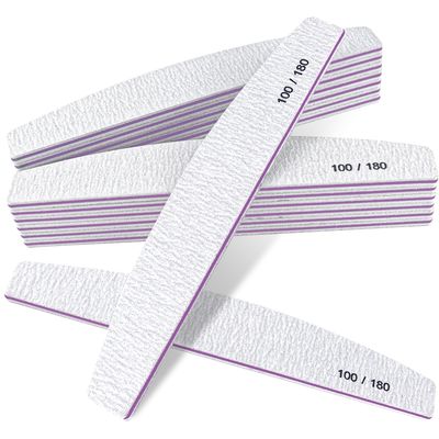 15Pcs Nail Files,100/180 Grit Nail Files Reusable Double Sided Boards Buffer Nail File Nail Tools Professional Nail Files,Suitable for Natural Nails Artificial Nails Acrylic Nails Family Salon(Grey)