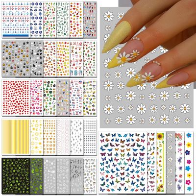 winthrop 36 Sheets All Holiday Nail Art Stickers, Mixed Season Nail Decals Set for All Year, Spring Summer 3D Self-Adhesive Colorful Pegatinas Uas Daisy Butterfly 4th of July Halloween Christmas