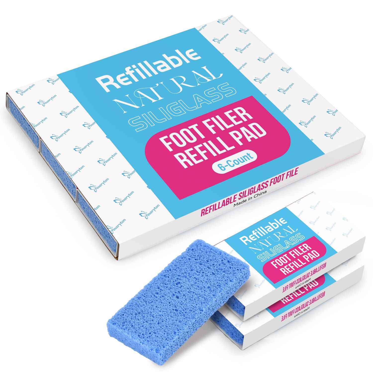 Maryton Professional Foot Scrubber Pumice Pads, Pedicure Tools for Feet, Foot Filer Refill Pads 6-Count, Blue