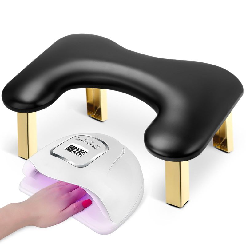 Nail Arm Rest, Arm Rest for Nails Tech, Foldable Nail Tech Client Arm Rest, PU Leather Nail Hand Rest, U Shape Manicure Hand Rests for Foot Hand Rest, Black