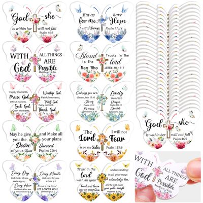 Lothee 80 Pcs Christian Gifts Bulk for Women Emery Board Double Sided Nail File Church Bible Verses Inspirational Scripture Religious Manicure Tools Birthday Gifts for Women Tea Parties(Butterfly)