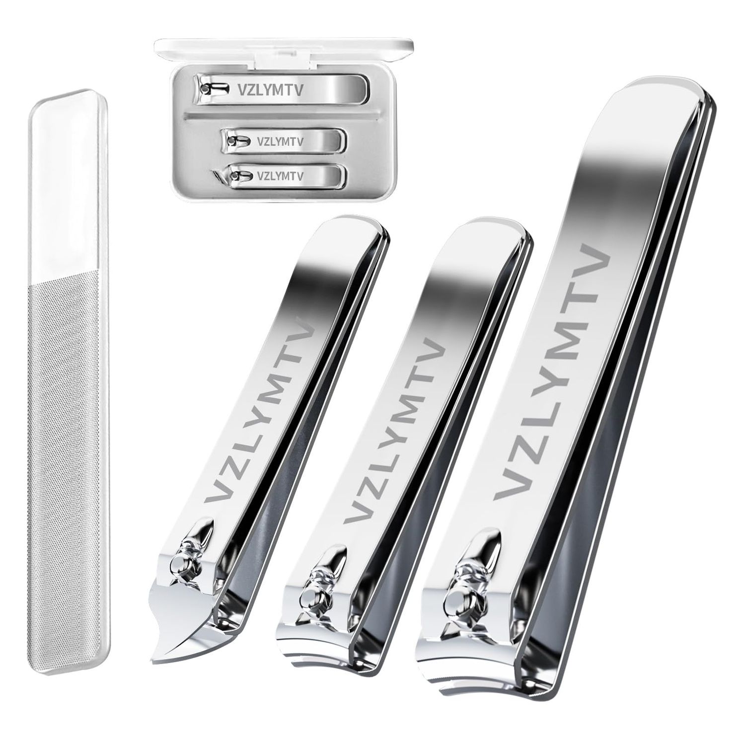 VZLYMTV Nail Clippers 4-Pieces Sharp Set,Toe toenail Clippers Apply Men &amp; Women,Stainless Steel Nail Clippers for Seniors,Professional Nail Trimmer(Silver)