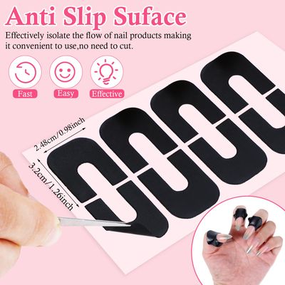 Classicseali 150pcs Nail Polish Protector for Fingers,U-Shaped Nail Guards for Polish,Peel Off Cuticle Protector for Nails Painting,Finger Protection Cuticle Protectors Tape for Nails Painting(Black)