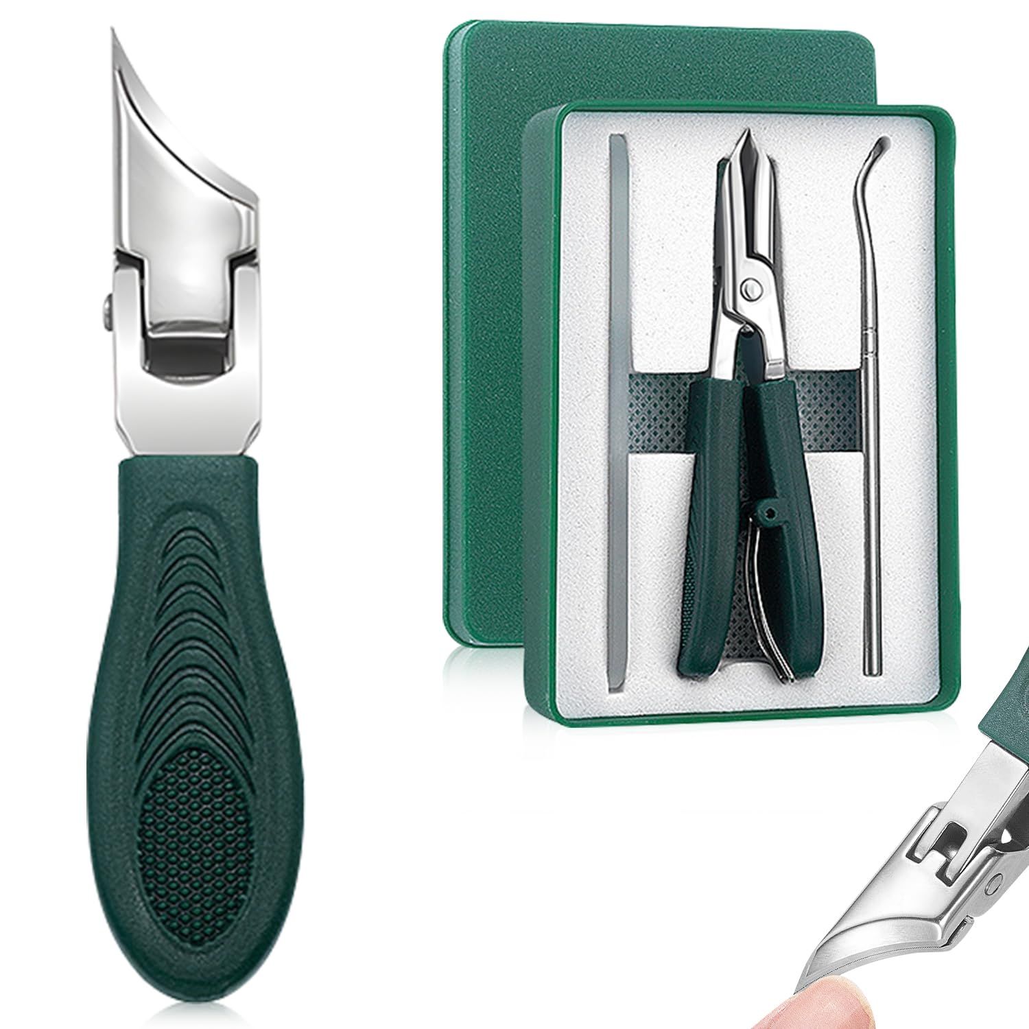 Eagle Beak Beveled Nail Clippers,Long Handle Wide Jaw Opening Anti-Splash Slanted Nail Clipper,Three Sets of Eagle Beak Beveled Nails Clippers,for Thick Nails, Seniors&amp;Ingrown Care