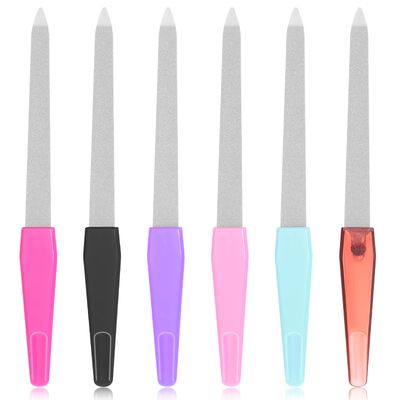 Metal Nail File Set 6 Pcs Metal Nail Files for Women, Anti-Slip Handle Sword Shape, Stainless Steel Nail Files with Sharp Pointed Tip for Natural Nails in Multicolored