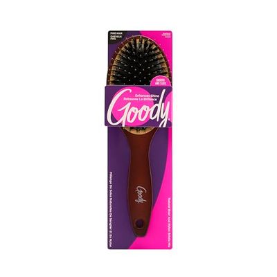Goody Ceramic Hair Brush, Oval Cushion - Natural Boar and Nylon Bristle Mix to Enhance Shine &amp; Smooth Hair, Fights Frizz and Static - Premium Wood Design is Pain-Free for All Hair Types