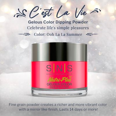 SNS Nail Dip Powder, Gelous Color Dipping Powder - Ooh La La Summer (Pink Orange/Coral, Cream) - Long-Lasting Dip Nail Color Lasts 14 Days - Low-Odor &amp; No UV Lamp Required - 1 OZ