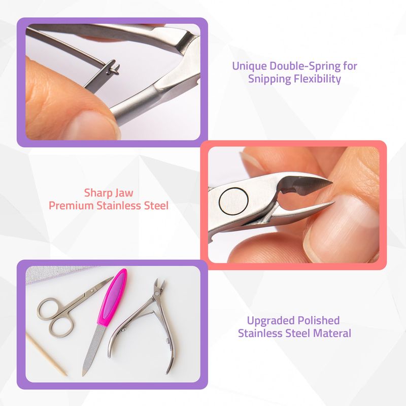Utopia Care Cuticle Trimmer with Pusher, Nail Trimmer Set, Professional Manicure &amp; Pedicure Kit, Cuticle Remover Tool Kit, Silver